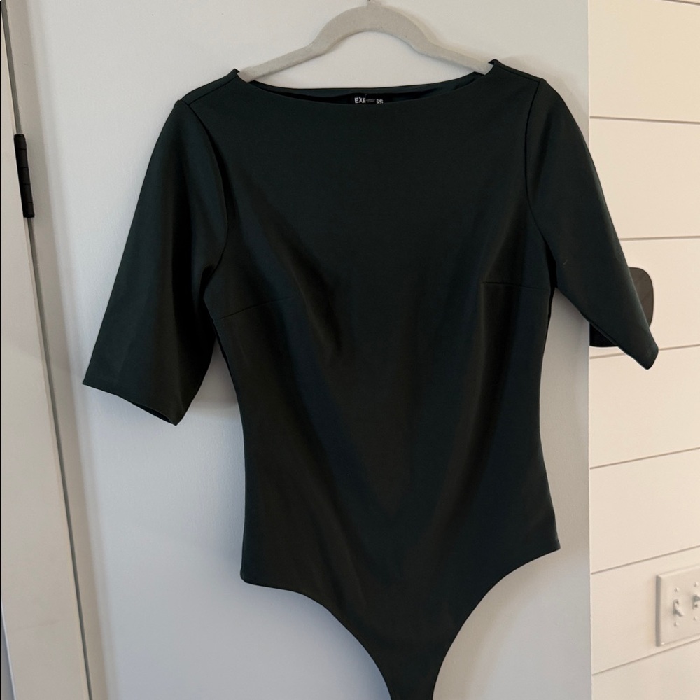 Dark Green Boatneck Bodysuit